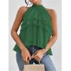 imageOYOANGLE Womens Layered Ruffle Hem Sleeveless Halter Chiffon Blouse Flowy Tank TopsDark Green