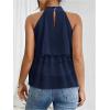imageOYOANGLE Womens Layered Ruffle Hem Sleeveless Halter Chiffon Blouse Flowy Tank TopsDeep Blue
