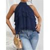 imageOYOANGLE Womens Layered Ruffle Hem Sleeveless Halter Chiffon Blouse Flowy Tank TopsDeep Blue