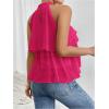 imageOYOANGLE Womens Layered Ruffle Hem Sleeveless Halter Chiffon Blouse Flowy Tank TopsHot Pink