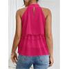 imageOYOANGLE Womens Layered Ruffle Hem Sleeveless Halter Chiffon Blouse Flowy Tank TopsHot Pink