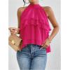 imageOYOANGLE Womens Layered Ruffle Hem Sleeveless Halter Chiffon Blouse Flowy Tank TopsHot Pink