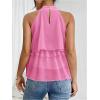 imageOYOANGLE Womens Layered Ruffle Hem Sleeveless Halter Chiffon Blouse Flowy Tank TopsPink