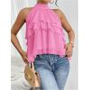 imageOYOANGLE Womens Layered Ruffle Hem Sleeveless Halter Chiffon Blouse Flowy Tank TopsPink