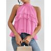 imageOYOANGLE Womens Layered Ruffle Hem Sleeveless Halter Chiffon Blouse Flowy Tank TopsPink