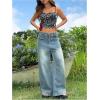 imageOYOANGLE Womens Leopard Print Spaghetti Strap Crop Cami Tops Scoop Neck Sleeveless Tank TopGrey