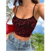imageOYOANGLE Womens Leopard Print Spaghetti Strap Crop Cami Tops Scoop Neck Sleeveless Tank TopRed