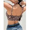 imageOYOANGLE Womens Leopard Print V Neck Rib Knit Micro Crop Cami Tops Y2K Going Out Camisole StreetwearBrown