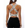 imageOYOANGLE Womens Letter Backless Workout Running Tank Tops Strappy Criss Cross Fitted Crop Top Yoga Gym ShirtsWhite