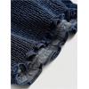 imageOYOANGLE Womens Lettuce Trim Spaghetti Straps Tie Backless Halter Denim Top Slim Fitted Jean Cami TopsDark Wash