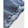 imageOYOANGLE Womens Lettuce Trim Spaghetti Straps Tie Backless Halter Denim Top Slim Fitted Jean Cami TopsMedium Wash