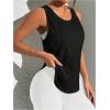 imageOYOANGLE Womens Mesh Workout Tank Top Athletic Running Sleeveless Shirts Yoga Gym TopsBlack
