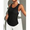 imageOYOANGLE Womens Mesh Workout Tank Top Athletic Running Sleeveless Shirts Yoga Gym TopsBlack