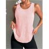 imageOYOANGLE Womens Mesh Workout Tank Top Athletic Running Sleeveless Shirts Yoga Gym TopsPink