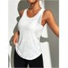 imageOYOANGLE Womens Mesh Workout Tank Top Athletic Running Sleeveless Shirts Yoga Gym TopsWhite
