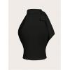 imageOYOANGLE Womens Mock Neck Tie Knot Tank Tops Sleeveless Slim Fit Ruched Elegant Work BlousesBlack