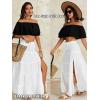 imageOYOANGLE Womens Off Shoulder Short Sleeve Ruffle Blouse Summer Vacation Crop TopsBlack