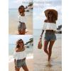 imageOYOANGLE Womens Off Shoulder Short Sleeve Ruffle Blouse Summer Vacation Crop TopsWhite