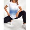 imageOYOANGLE Womens Ombre Raglan Short Sleeve Workout T Shirt Crew Neck Curved Hem Gym Athletic Shirt TopsBlue