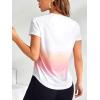 imageOYOANGLE Womens Ombre Raglan Short Sleeve Workout T Shirt Crew Neck Curved Hem Gym Athletic Shirt TopsWhite and Pink