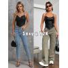 imageOYOANGLE Womens PU Leather Going Out Top Summer Sleeveless Draped Halter Crop Tank Cami TopBlack