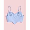 imageOYOANGLE Womens Pearls Trim Asymmetrical Hem Cami Crop Top Sleeveless Backless Spaghetti Strap CamisoleBlue