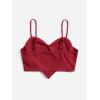 imageOYOANGLE Womens Pearls Trim Asymmetrical Hem Cami Crop Top Sleeveless Backless Spaghetti Strap CamisoleBurgundy