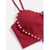imageOYOANGLE Womens Pearls Trim Asymmetrical Hem Cami Crop Top Sleeveless Backless Spaghetti Strap CamisoleBurgundy