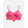 imageOYOANGLE Womens Pearls Trim Asymmetrical Hem Cami Crop Top Sleeveless Backless Spaghetti Strap CamisolePink