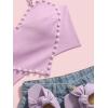 imageOYOANGLE Womens Pearls Trim Asymmetrical Hem Cami Crop Top Sleeveless Backless Spaghetti Strap CamisolePurple