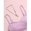 imageOYOANGLE Womens Pearls Trim Asymmetrical Hem Cami Crop Top Sleeveless Backless Spaghetti Strap CamisolePurple