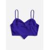 imageOYOANGLE Womens Pearls Trim Asymmetrical Hem Cami Crop Top Sleeveless Backless Spaghetti Strap CamisoleRoyal Blue