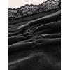 imageOYOANGLE Womens Ruched Lace Trim Strapless Asymmetrical Hem Velvet Bandana Crop Tube TopBlack