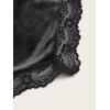 imageOYOANGLE Womens Ruched Lace Trim Strapless Asymmetrical Hem Velvet Bandana Crop Tube TopBlack