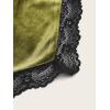 imageOYOANGLE Womens Ruched Lace Trim Strapless Asymmetrical Hem Velvet Bandana Crop Tube TopOlive Green