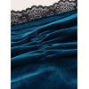 imageOYOANGLE Womens Ruched Lace Trim Strapless Asymmetrical Hem Velvet Bandana Crop Tube TopTeal Blue