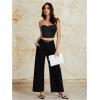 imageOYOANGLE Womens Satin Strapless Tube Top Solid Sleeveless Bandeau Crop Tops Party Night Out Corset TopBlack