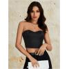 imageOYOANGLE Womens Satin Strapless Tube Top Solid Sleeveless Bandeau Crop Tops Party Night Out Corset TopBlack