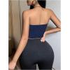imageOYOANGLE Womens Satin Strapless Tube Top Solid Sleeveless Bandeau Crop Tops Party Night Out Corset TopDark Blue