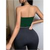 imageOYOANGLE Womens Satin Strapless Tube Top Solid Sleeveless Bandeau Crop Tops Party Night Out Corset TopDark Green