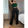 imageOYOANGLE Womens Satin Strapless Tube Top Solid Sleeveless Bandeau Crop Tops Party Night Out Corset TopDark Green