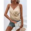 imageOYOANGLE Womens Satin Wrap V Neck Camis Sleeveless Elegant Tank Tops Blouses CamisoleApricot