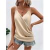 imageOYOANGLE Womens Satin Wrap V Neck Camis Sleeveless Elegant Tank Tops Blouses CamisoleApricot