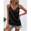 imageOYOANGLE Womens Satin Wrap V Neck Camis Sleeveless Elegant Tank Tops Blouses CamisoleBlack
