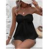 imageOYOANGLE Womens Sleeveless Strapless Twist Front Tube Tops Solid Plain Casual Pleated Flared Tank TopsBlack
