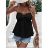 imageOYOANGLE Womens Sleeveless Strapless Twist Front Tube Tops Solid Plain Casual Pleated Flared Tank TopsBlack