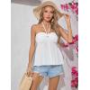 imageOYOANGLE Womens Sleeveless Strapless Twist Front Tube Tops Solid Plain Casual Pleated Flared Tank TopsWhite