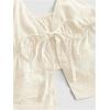 imageOYOANGLE Womens Spaghetti Strap Deep V Neck Crop Cami Tops Tie Front Sleeveless Peplum TopBeige
