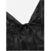 imageOYOANGLE Womens Spaghetti Strap Deep V Neck Crop Cami Tops Tie Front Sleeveless Peplum TopBlack