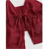 imageOYOANGLE Womens Spaghetti Strap Deep V Neck Crop Cami Tops Tie Front Sleeveless Peplum TopBurgundy